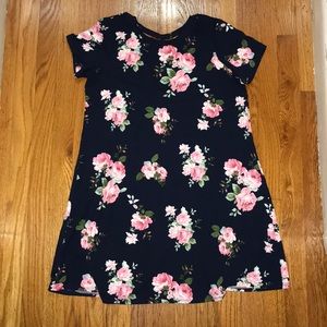 Blue Floral T-Shirt Dress